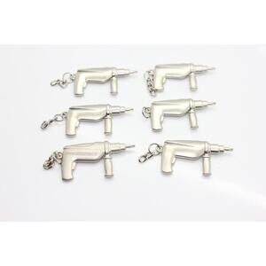 Set Of 6 Miniature 1.75 in Metal Drill Tool Keychain, Xmas Ornaments